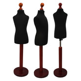 Children Kids Age 2-4 Years Tailors Dummy Mannequin, Black Torso Bust with a Red Wood Round Base